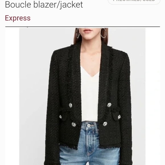 Express Black Boucle Blazerjacket Sz L 